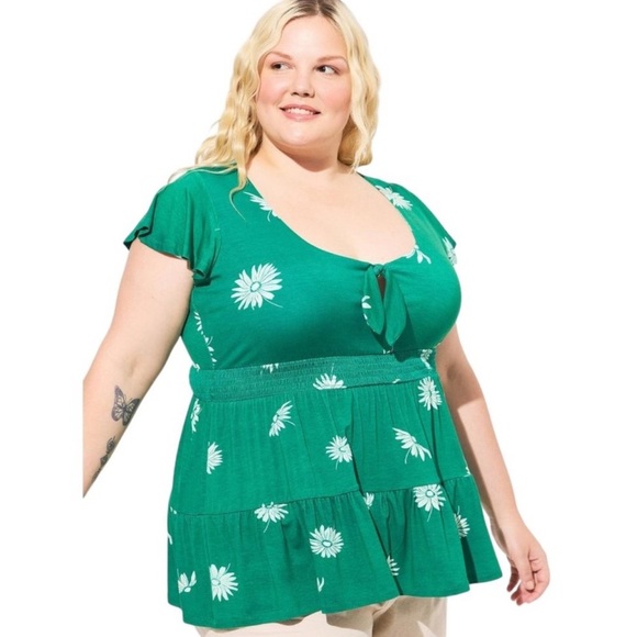 Torrid Super Soft Tie Front Keyhole Babydoll Top - Picture 8 of 9